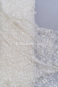 3D Blumen Spitzenstoff Off-White/ Braut Spitzenstoff/ romantischer Spitzenstoff mit 3D Blumen/ Hochzeit Spitzenstoff// L25-664B