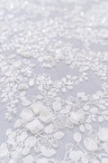 3D Blumen Spitzenstoff Off-White/ Braut Spitzenstoff/ romantischer Spitzenstoff mit 3D Blumen/ Hochzeit Spitzenstoff// L25-664B