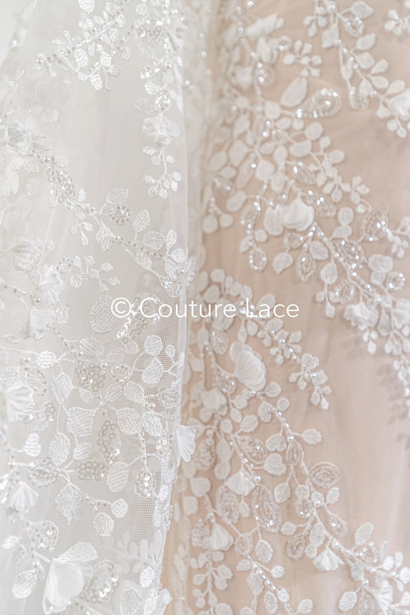 3D Blumen Spitzenstoff Off-White/ Braut Spitzenstoff/ romantischer Spitzenstoff mit 3D Blumen/ Hochzeit Spitzenstoff// L25-664B