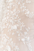 3D Blumen Spitzenstoff Off-White/ Braut Spitzenstoff/ romantischer Spitzenstoff mit 3D Blumen/ Hochzeit Spitzenstoff// L25-664B
