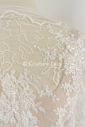 Exquisite Florale Spitze für Brautkleider/ Luxus Brautspitze mit Perlenstickerei // L25-870