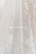 Exquisite Florale Spitze für Brautkleider/ Luxus Brautspitze mit Perlenstickerei // L25-870