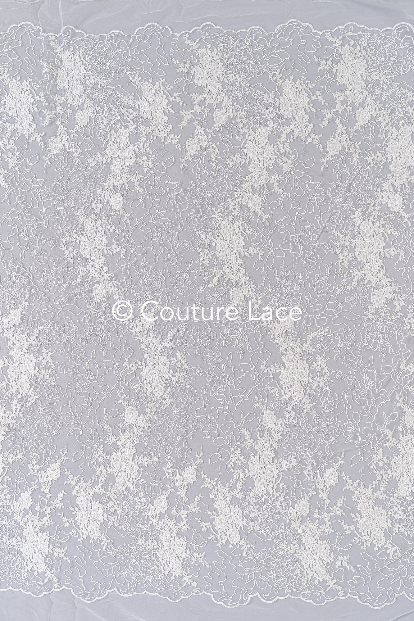 Dentelle florale pour robes de mariée / Dentelle brodée pour vêtements de mariée // L25-869