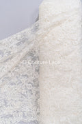 Luxurious floral bridal lace embroidered on fine French lace/ High-quality bridal lace // L25-846