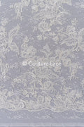 Luxurious floral bridal lace embroidered on fine French lace/ High-quality bridal lace // L25-846