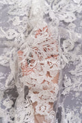 Luxurious floral bridal lace embroidered on fine French lace/ High-quality bridal lace // L25-846