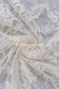 Luxurious floral bridal lace embroidered on fine French lace/ High-quality bridal lace // L25-846
