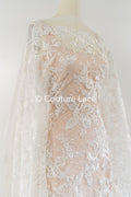 Luxurious floral bridal lace embroidered on fine French lace/ High-quality bridal lace // L25-846