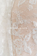 Luxurious floral bridal lace embroidered on fine French lace/ High-quality bridal lace // L25-846