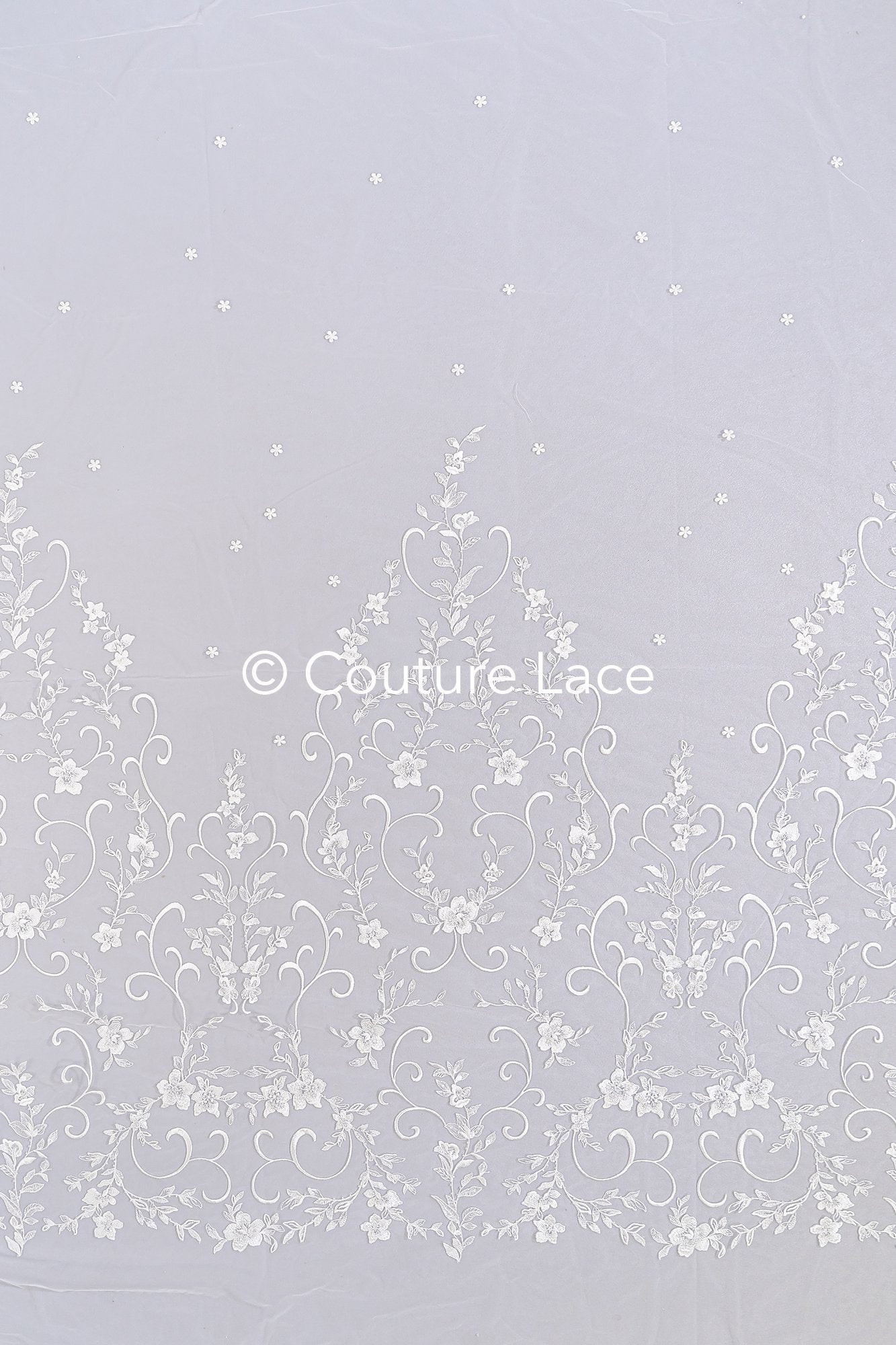 Exquisite Florale Spitze für Brautkleider, Luxus Brautspitze mit Perlenstickerei // L25-856