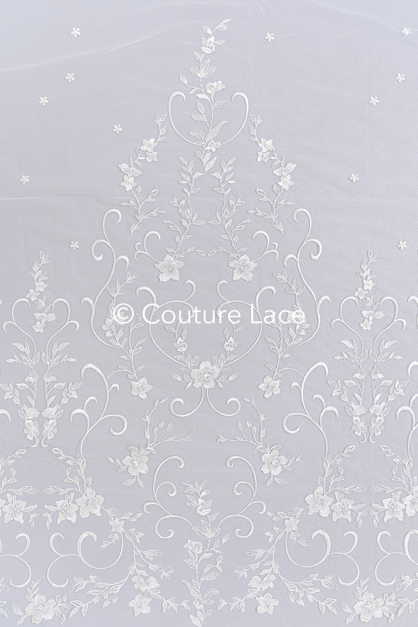 Exquisite Florale Spitze für Brautkleider, Luxus Brautspitze mit Perlenstickerei // L25-856