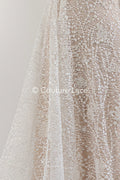 Braut Spitzenstoff mit Blumenmuster, perlenbestickte Spitze für Brautkleider mit floralem Muster// L25-857