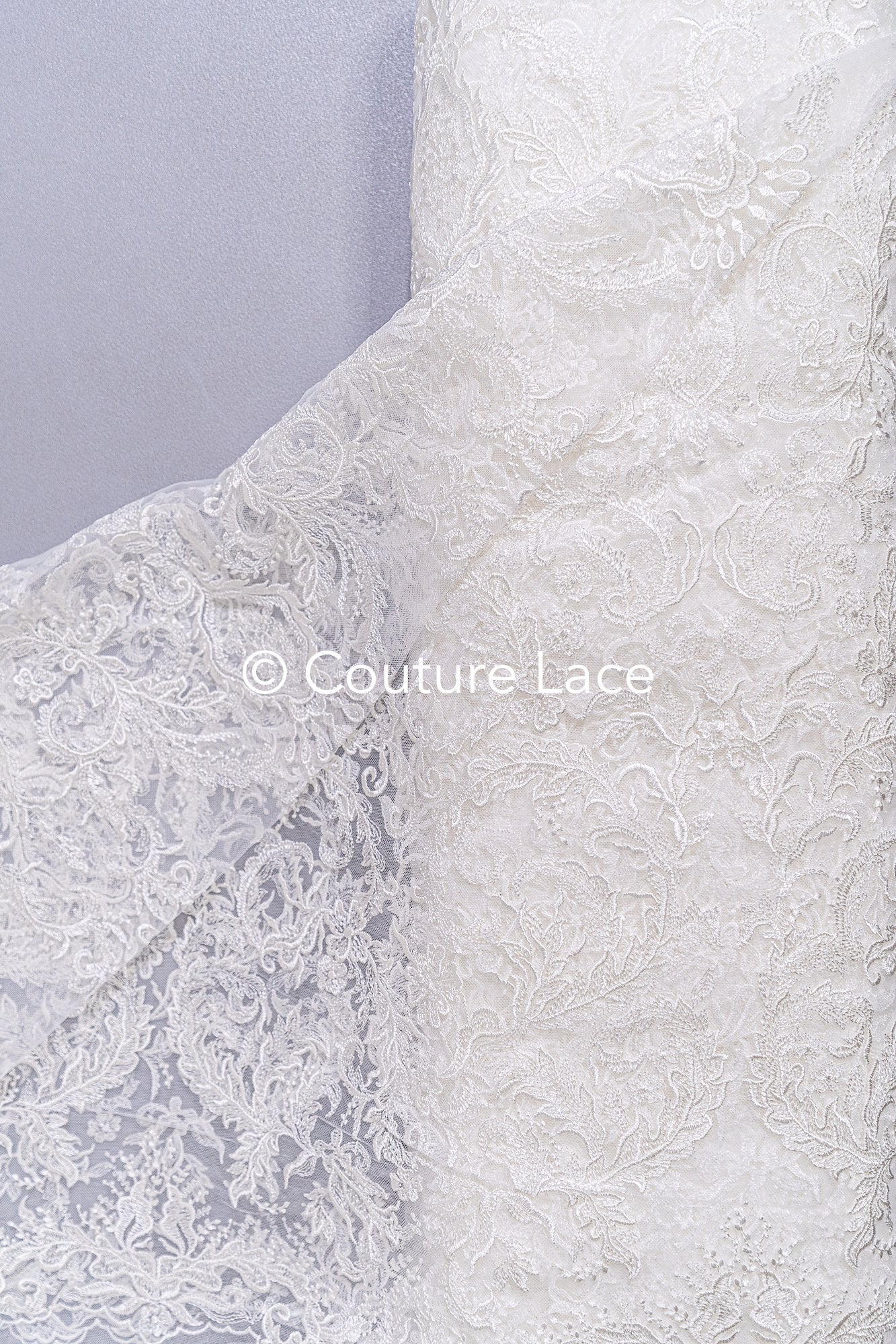 Florale Spitze für Brautkleider, Bestickte Brautspitze mit Blumenmuster // L25-858