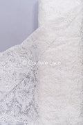 Encaje floral para vestidos de novia, encaje de novia bordado con motivo floral // L25-858