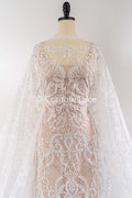 Encaje floral para vestidos de novia, encaje de novia bordado con motivo floral // L25-858