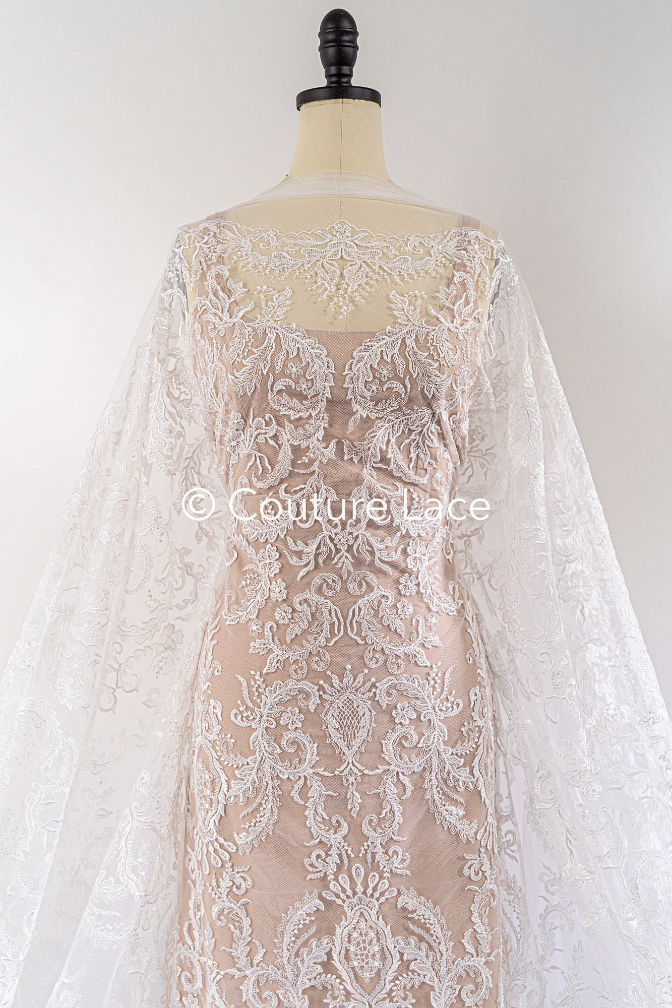 Encaje floral para vestidos de novia, encaje de novia bordado con motivo floral // L25-858