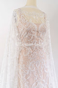 Encaje floral para vestidos de novia, encaje de novia bordado con motivo floral // L25-858