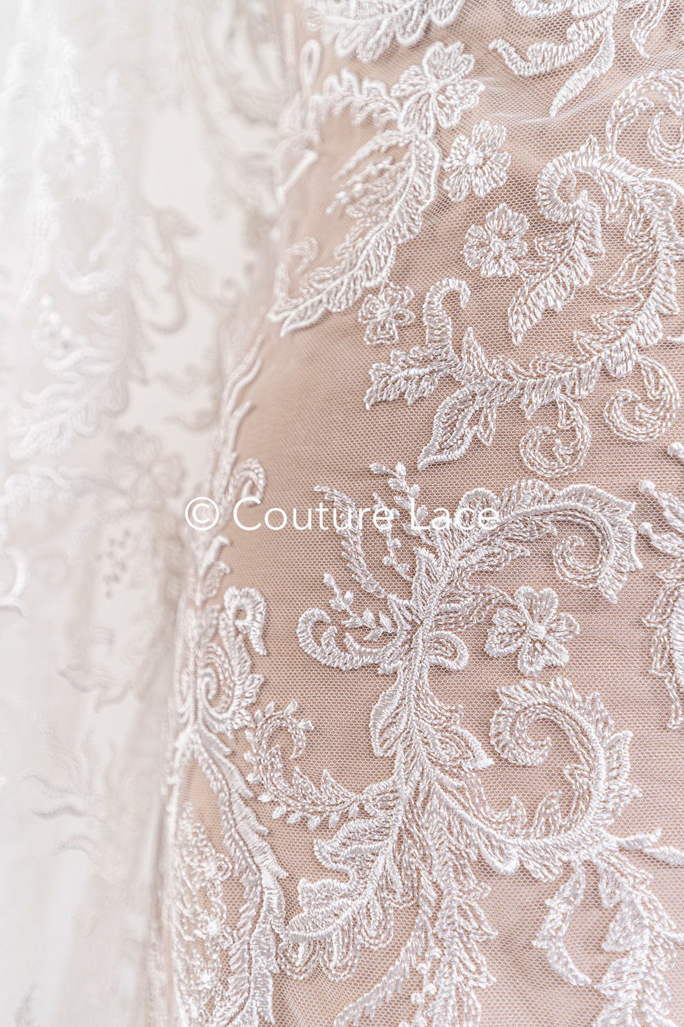 Encaje floral para vestidos de novia, encaje de novia bordado con motivo floral // L25-858
