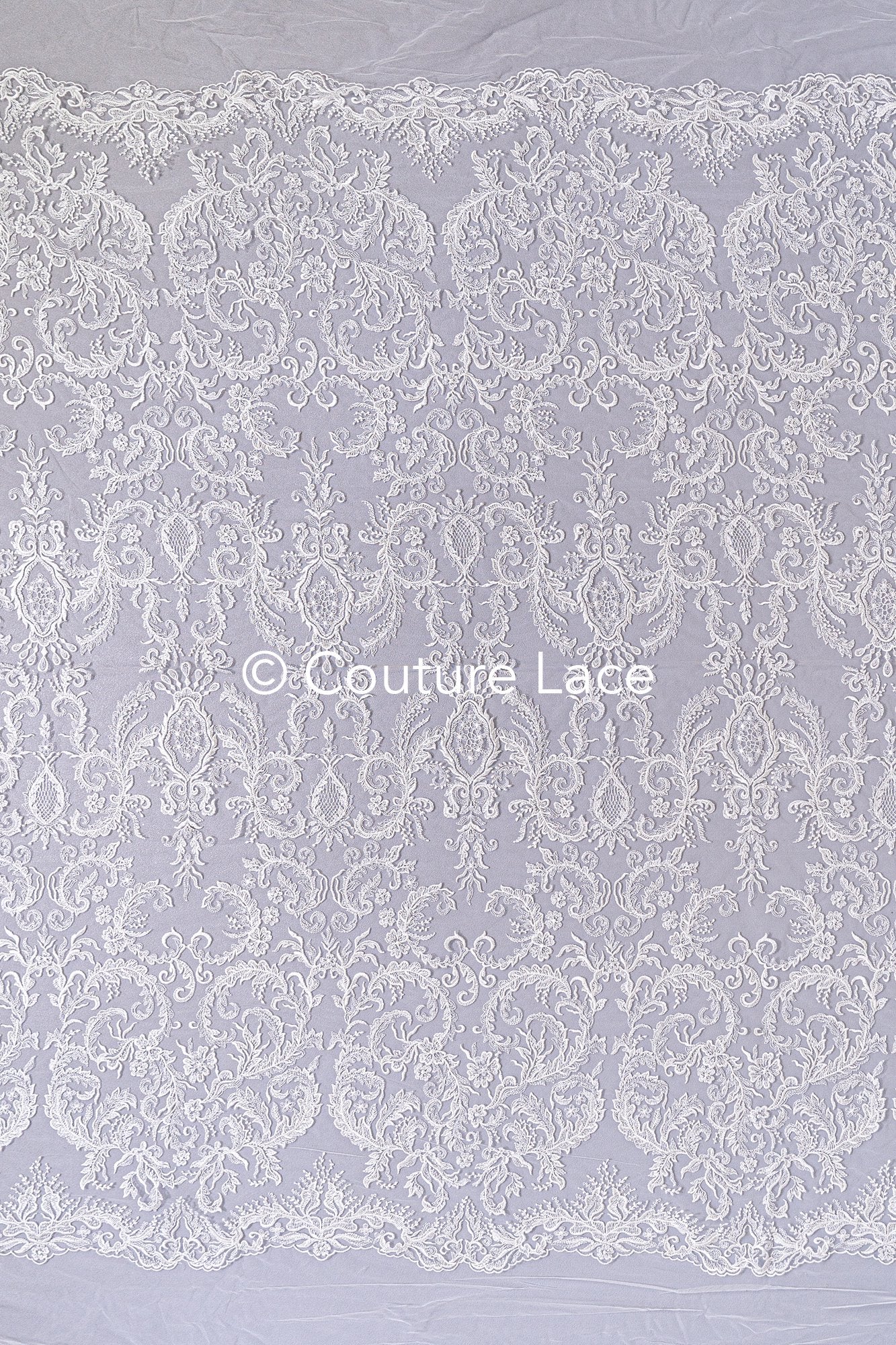 Encaje floral para vestidos de novia, encaje de novia bordado con motivo floral // L25-858
