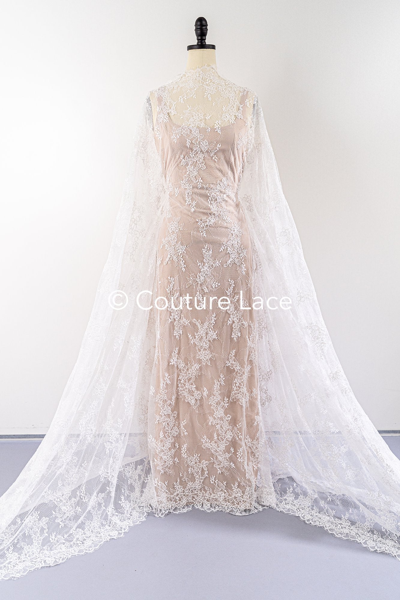 3 mètres de dentelle florale française / dentelle Chantilly française // L25-860