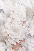 3D Blüten Spitze für Brautkleider/ Luxus Brautspitze mit 3D Blumen/ Brautspitze // L25-862