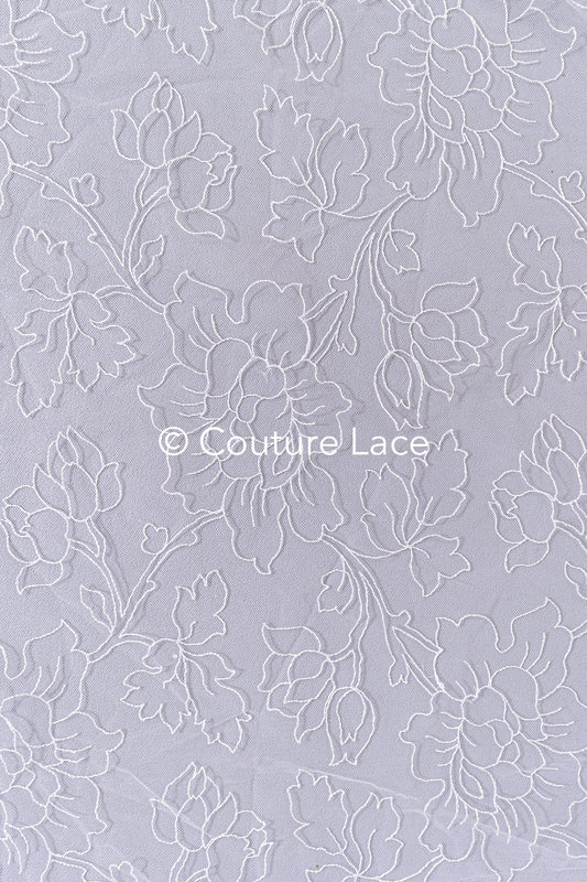 Feine Brautspitze mit Blumenmuster/Floral bestickte Spitze für Brautkleider // L25-863