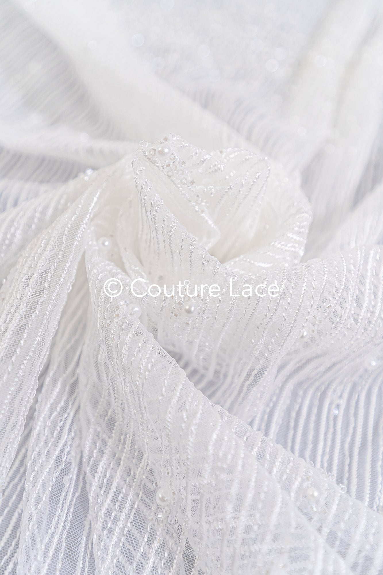 Glitzernde Pailletten Spitze mit Streifen-Muster für Brautkleider & Hochzeitsmode // L26-005