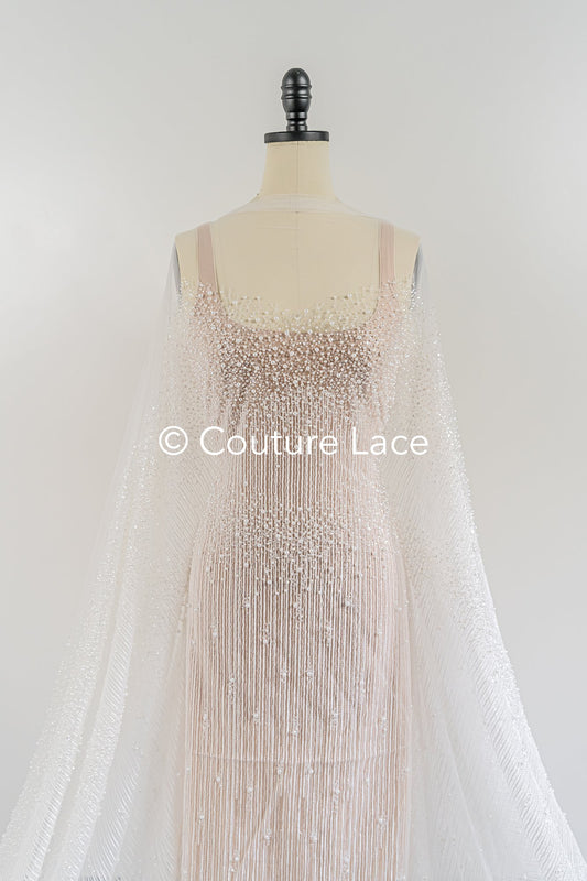 Glitzernde Pailletten Spitze mit Streifen-Muster für Brautkleider & Hochzeitsmode // L26-005