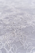 Pearl-embroidered bridal lace on fine French lace / High-quality pearl bridal lace // L26-006B