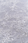Pearl-embroidered bridal lace on fine French lace / High-quality pearl bridal lace // L26-006B