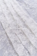 Pearl-embroidered bridal lace on fine French lace / High-quality pearl bridal lace // L26-006B
