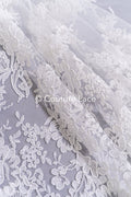 Luxuriöse Blumen-Spitze mit floralen Mustern, Feinste Brautspitze für luxuriöse Brautkleider // L26-012B