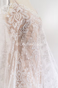 Encaje floral para vestidos de novia, encaje de novia bordado con motivo floral // L26-077B