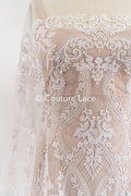 Encaje floral para vestidos de novia, encaje de novia bordado con motivo floral // L26-077B
