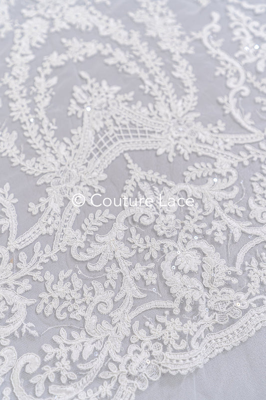 Dentelle de Mariée Luxueuse à Motif Floral Baroque // L26-276