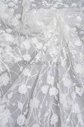 Floral bridal lace/ bridal lace material/ cream bridal lace/ floral wedding lace with sequins/ couture lace// L23-631