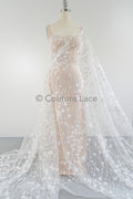 Floral bridal lace/ bridal lace material/ cream bridal lace/ floral wedding lace with sequins/ couture lace// L23-631