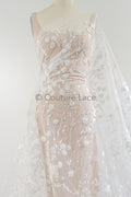 Floral bridal lace/ bridal lace material/ cream bridal lace/ floral wedding lace with sequins/ couture lace// L23-631