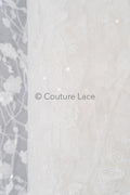 Floral bridal lace/ bridal lace material/ cream bridal lace/ floral wedding lace with sequins/ couture lace// L23-631