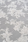 Perlen Spitzenstoff Off-White/ Couture Spitzenstoff/ Braut Spitzenstoff/ Perlen Spitze// L23-627