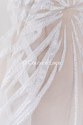 Tissu jacquard de mariée transparent avec grand motif floral 3D – Off-White // R-044