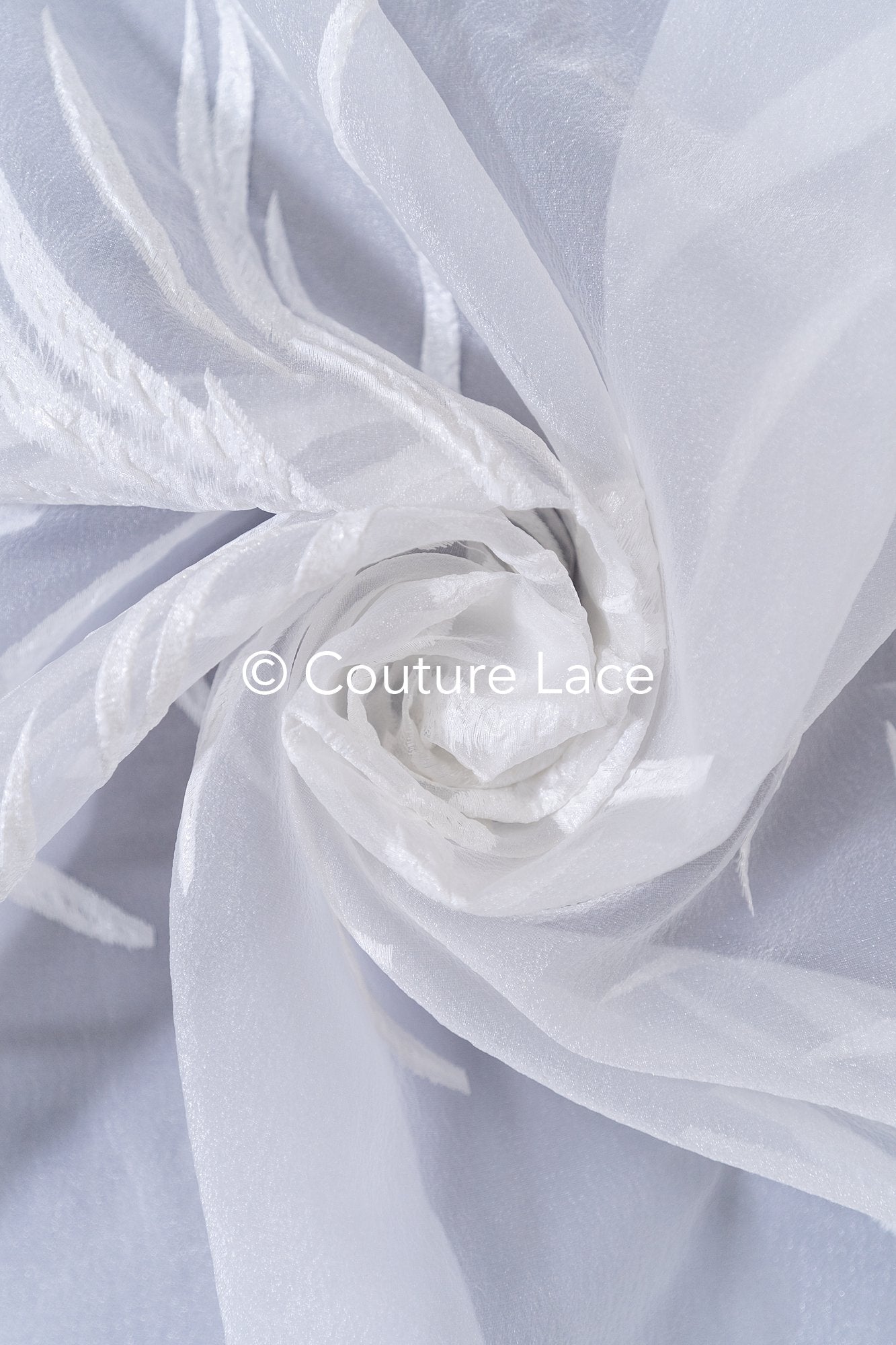 Tissu jacquard de mariée transparent avec grand motif floral 3D – Off-White // R-044