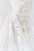 Tejido jacquard nupcial transparente con gran motivo floral 3D – Off-White // R-045