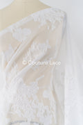 Transparenter Jacquard Brautstoff mit Blumenmuster – Off-White // R-046