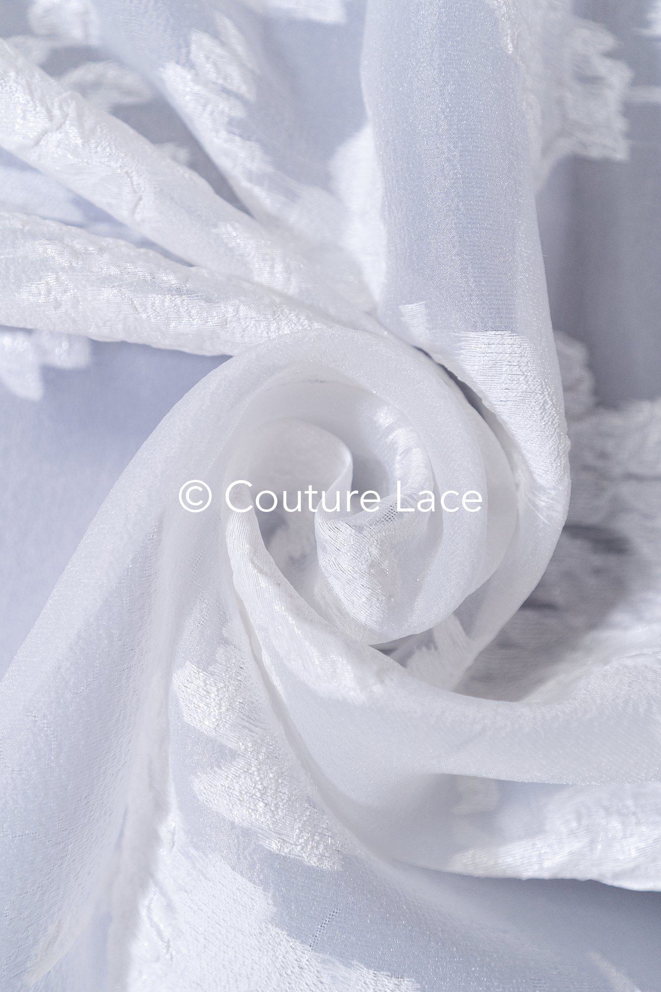 Transparenter Jacquard Brautstoff mit Blumenmuster – Off-White // R-046