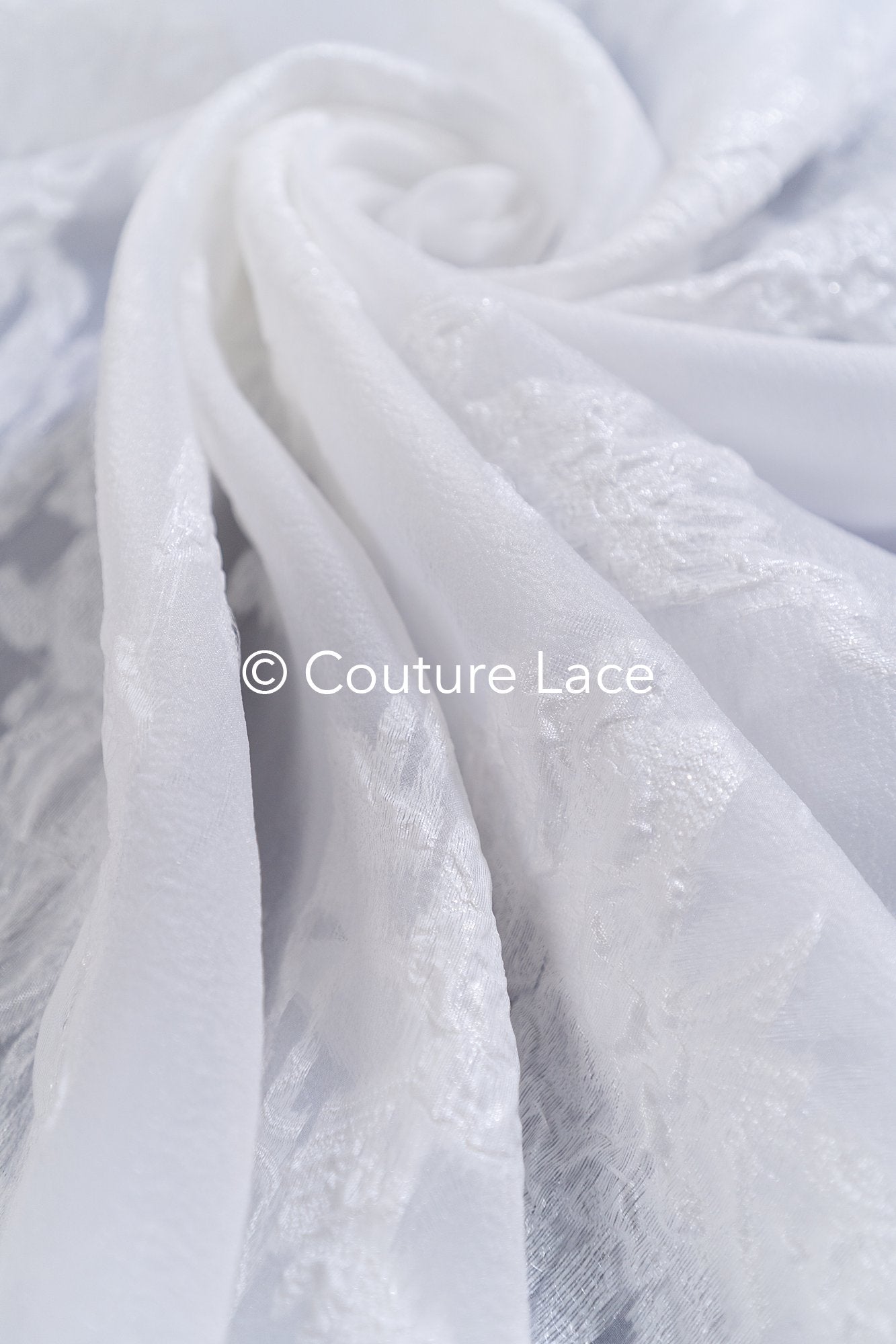 Transparenter Jacquard Brautstoff mit Blumenmuster – Off-White // R-046