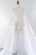 Transparenter Jacquard Brautstoff mit Blumenmuster – Off-White // R-046