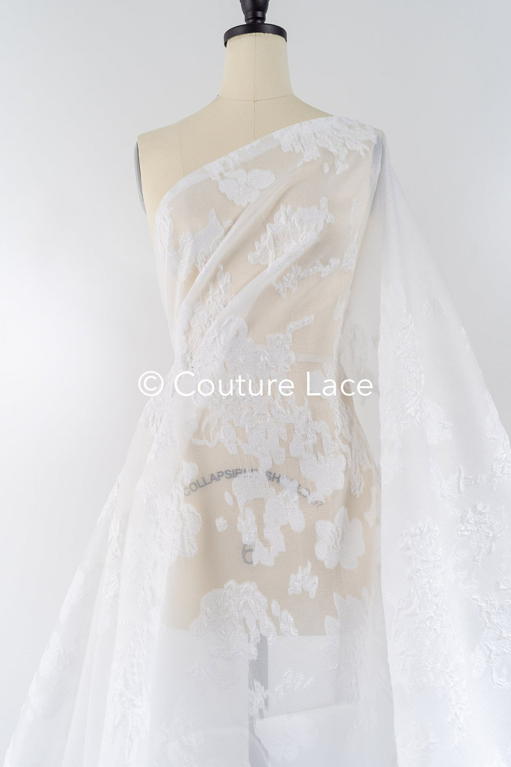 Transparenter Jacquard Brautstoff mit Blumenmuster – Off-White // R-046