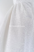 Elegant jacquard bridal fabric with abstract leaf pattern – Off-White, modern bridal satin jacquard // R-048