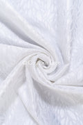 Elegant jacquard bridal fabric with abstract leaf pattern – Off-White, modern bridal satin jacquard // R-048